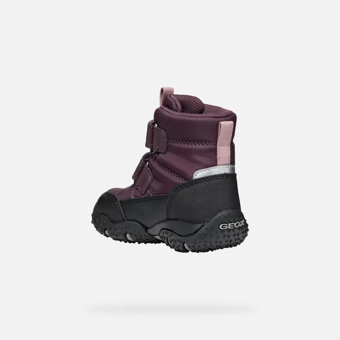 Kids Geox Ankle Boots BALTIC ABX BABY Dark BurgundyBlack Waterproof Boots Dark Burgundyblack