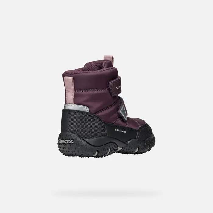 Kids Geox Ankle Boots BALTIC ABX BABY Dark BurgundyBlack Waterproof Boots Dark Burgundyblack