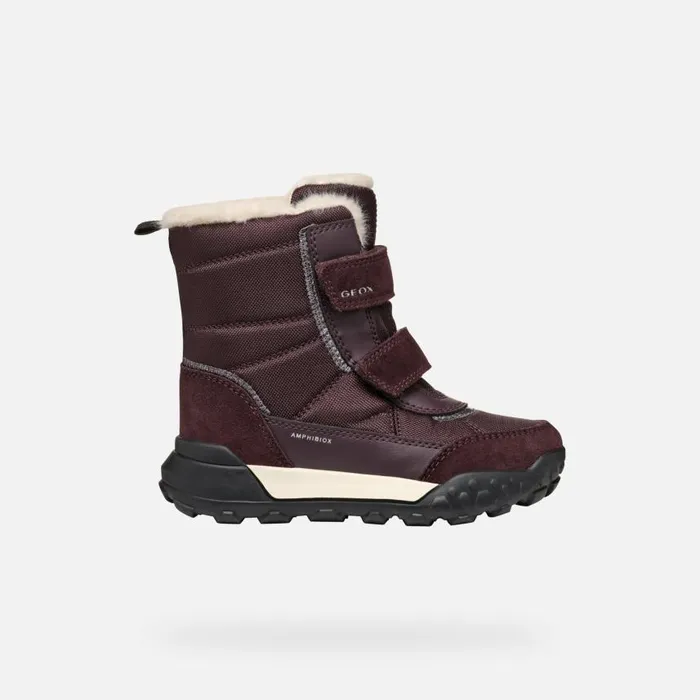 Kids Geox Ankle Boots TREKKYUP ABX GIRL Dark Burgundy Mid Calf Boots Dark Burgundy
