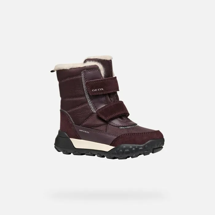 Kids Geox Ankle Boots TREKKYUP ABX GIRL Dark Burgundy Mid Calf Boots Dark Burgundy