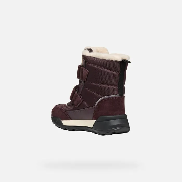 Kids Geox Ankle Boots TREKKYUP ABX GIRL Dark Burgundy Mid Calf Boots Dark Burgundy
