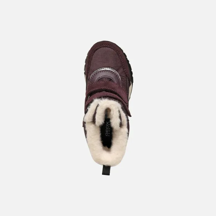 Kids Geox Ankle Boots TREKKYUP ABX GIRL Dark Burgundy Mid Calf Boots Dark Burgundy