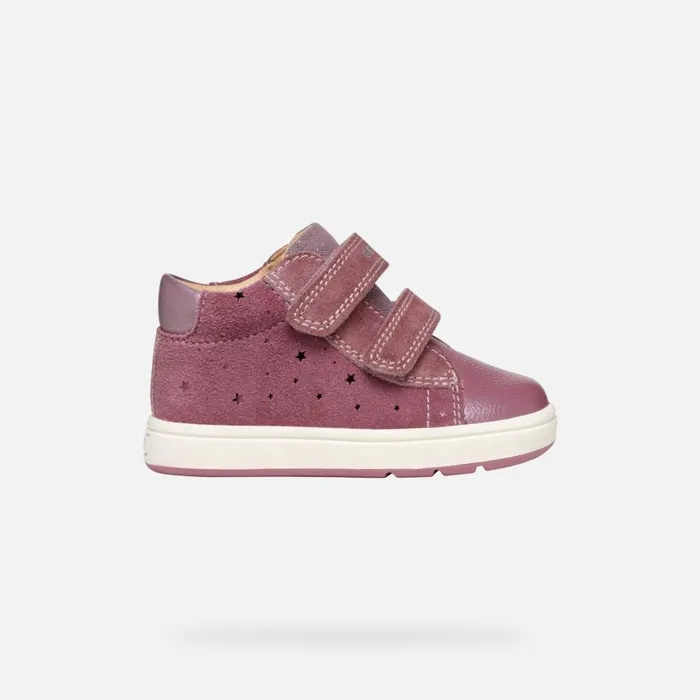 Kids Geox First Steps BIGLIA BABY GIRL Dark Pink Sneakers With Straps Dark Pink