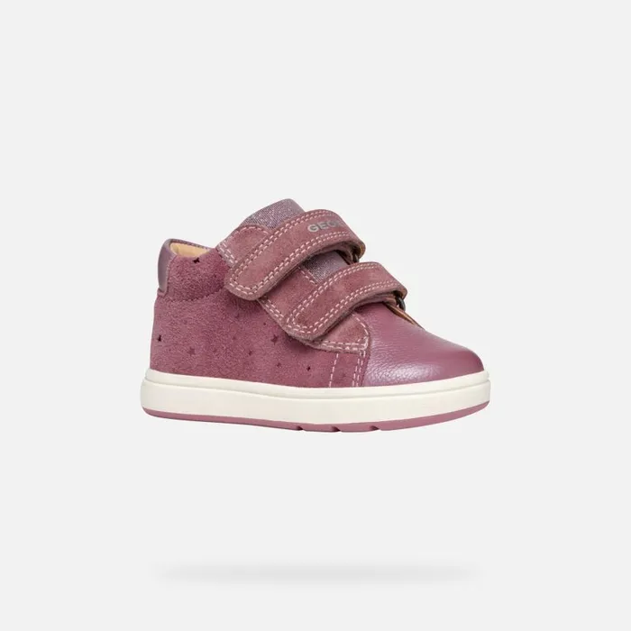 Kids Geox First Steps BIGLIA BABY GIRL Dark Pink Sneakers With Straps Dark Pink
