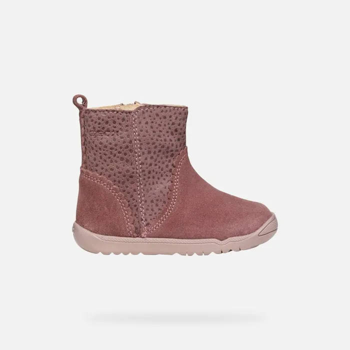 Kids Geox First Steps MACCHIA BABY GIRL Dark Rose Mid Calf Boots Dark Rose