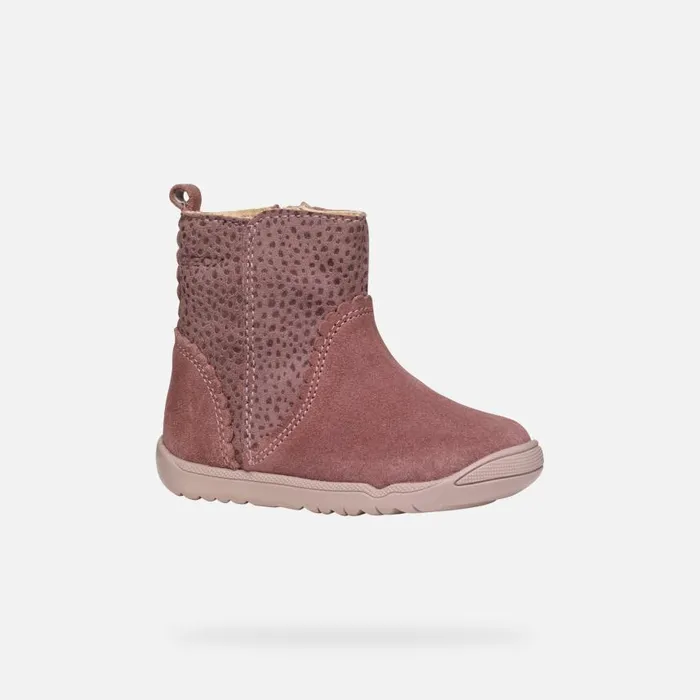 Kids Geox First Steps MACCHIA BABY GIRL Dark Rose Mid Calf Boots Dark Rose
