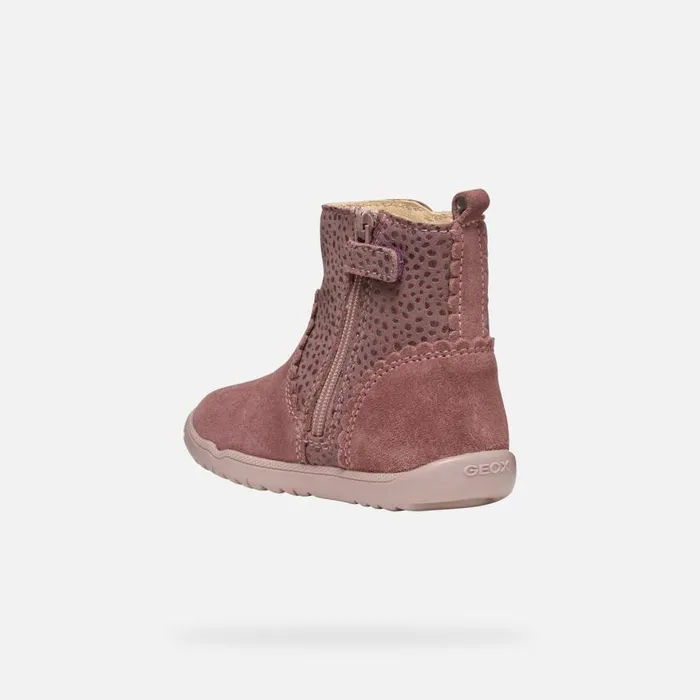 Kids Geox First Steps MACCHIA BABY GIRL Dark Rose Mid Calf Boots Dark Rose