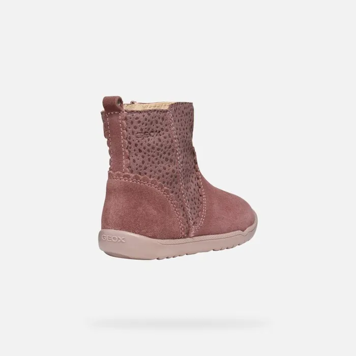 Kids Geox First Steps MACCHIA BABY GIRL Dark Rose Mid Calf Boots Dark Rose