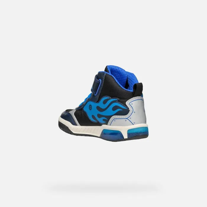 Kids Geox LightUp Shoes INEK BOY NavyTurquoise High Top Sneakers Navyturquoise