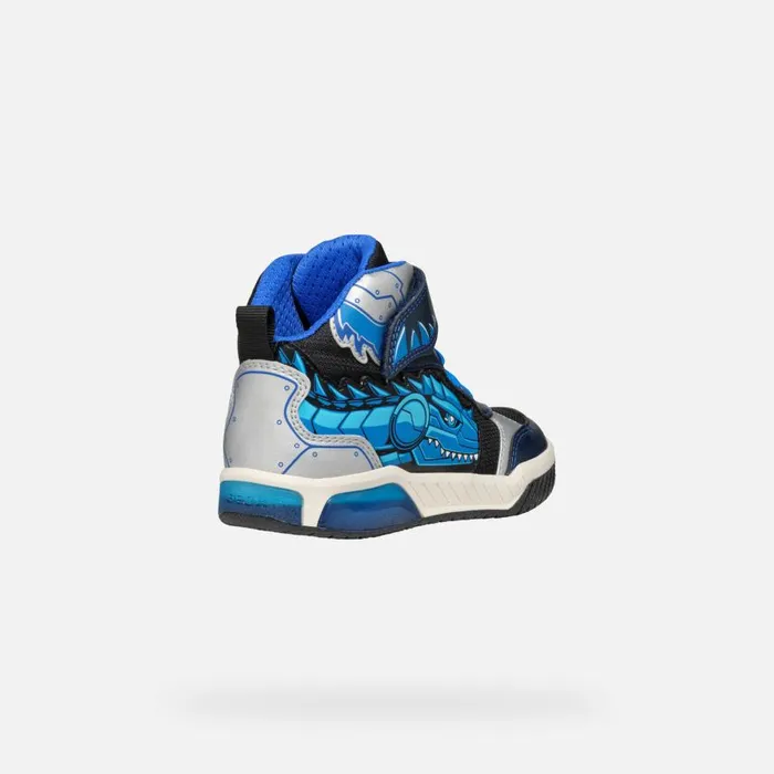Kids Geox LightUp Shoes INEK BOY NavyTurquoise High Top Sneakers Navyturquoise