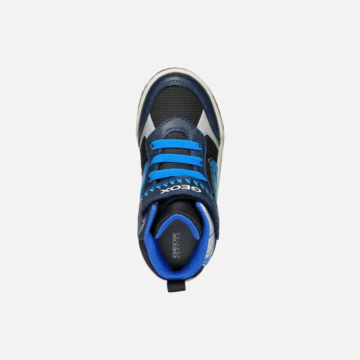 Kids Geox LightUp Shoes INEK BOY NavyTurquoise High Top Sneakers Navyturquoise