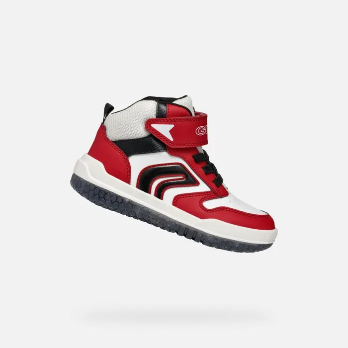 Kids Geox Sneakers BUZZERLIGHT BOY RedWhite High Top Sneakers Redwhite