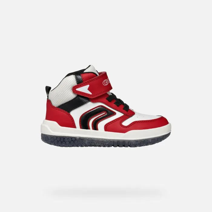 Kids Geox Sneakers BUZZERLIGHT BOY RedWhite High Top Sneakers Redwhite