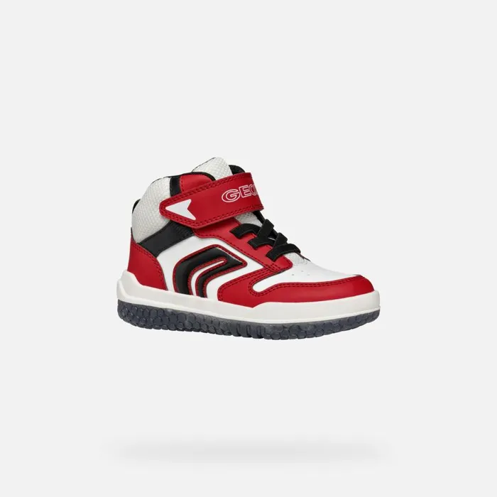 Kids Geox Sneakers BUZZERLIGHT BOY RedWhite High Top Sneakers Redwhite