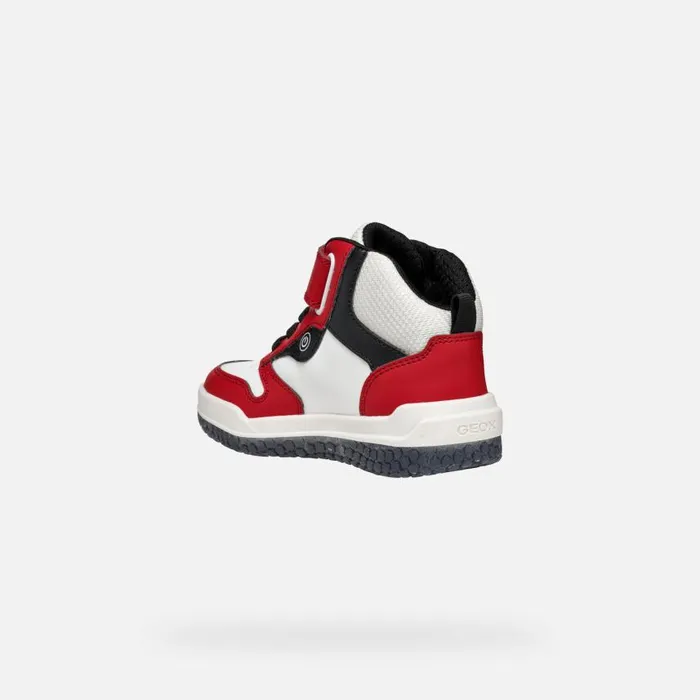 Kids Geox Sneakers BUZZERLIGHT BOY RedWhite High Top Sneakers Redwhite