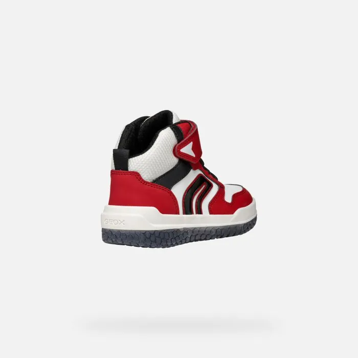 Kids Geox Sneakers BUZZERLIGHT BOY RedWhite High Top Sneakers Redwhite