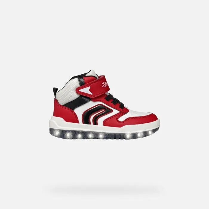 Kids Geox Sneakers BUZZERLIGHT BOY RedWhite High Top Sneakers Redwhite