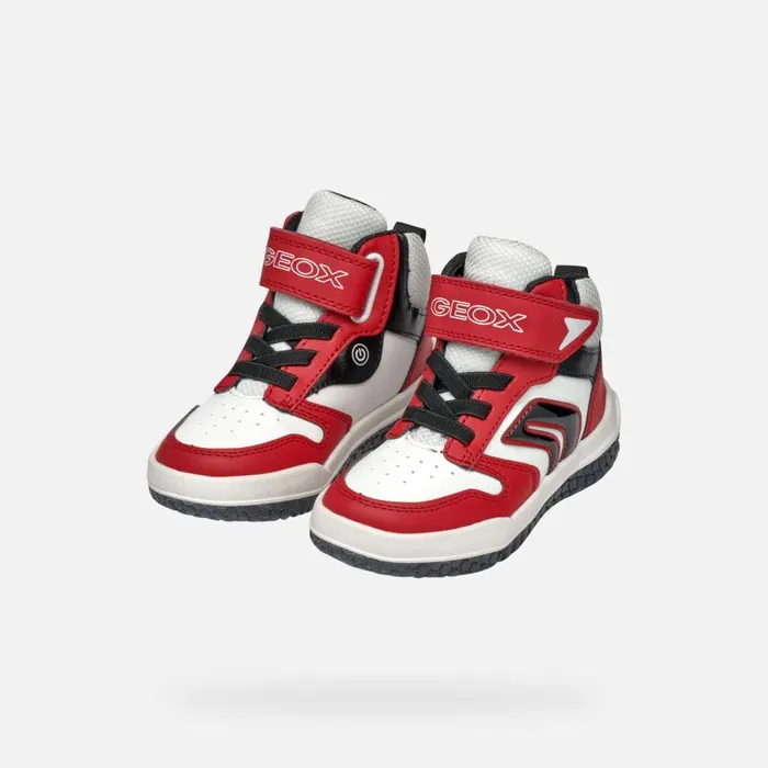 Kids Geox Sneakers BUZZERLIGHT BOY RedWhite High Top Sneakers Redwhite
