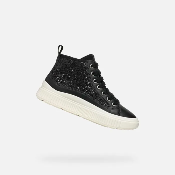 Kids Geox Sneakers LAQUINNY GIRL Black High Top Sneakers Black