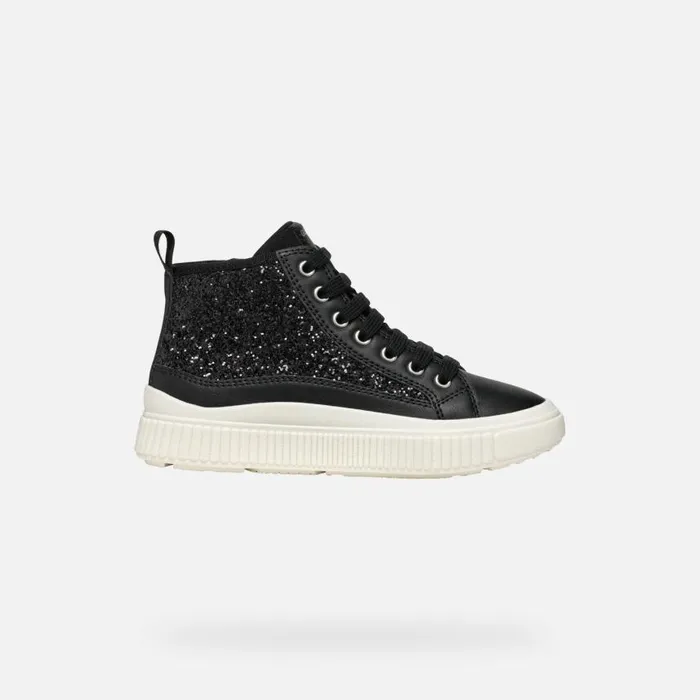 Kids Geox Sneakers LAQUINNY GIRL Black High Top Sneakers Black