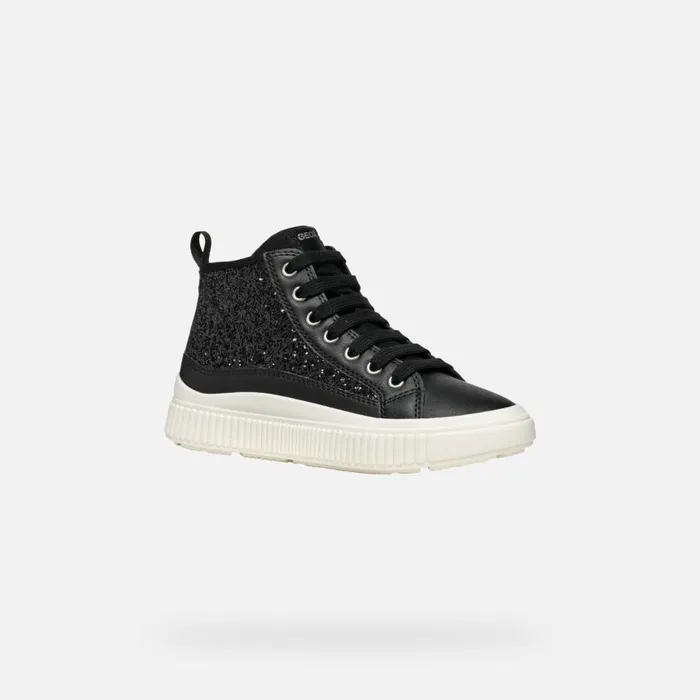 Kids Geox Sneakers LAQUINNY GIRL Black High Top Sneakers Black