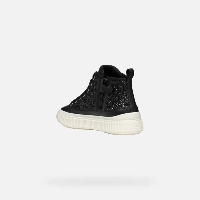 Kids Geox Sneakers LAQUINNY GIRL Black High Top Sneakers Black