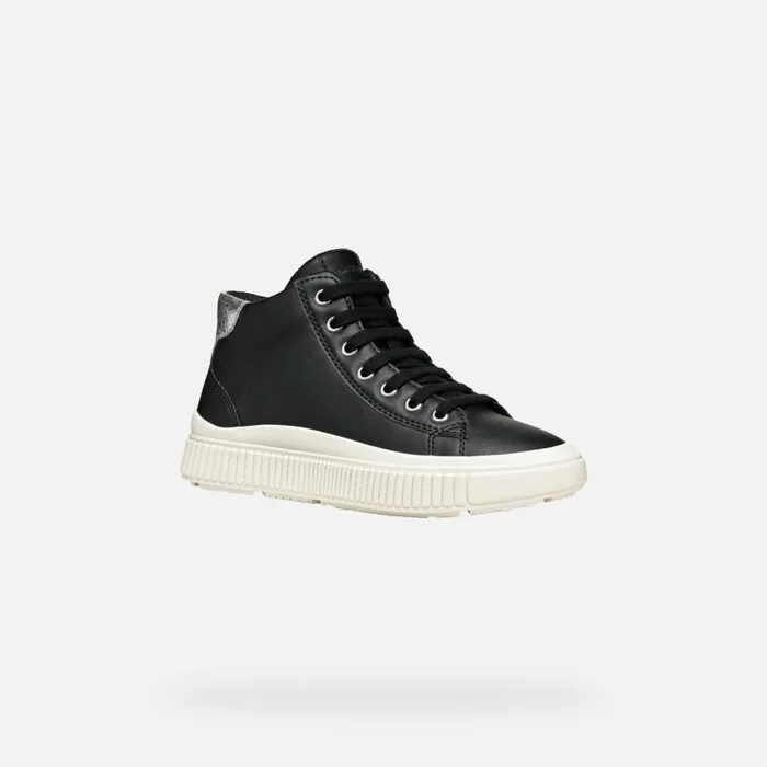 Kids Geox Sneakers LAQUINNY GIRL BlackSilver High Top Sneakers Blacksilver