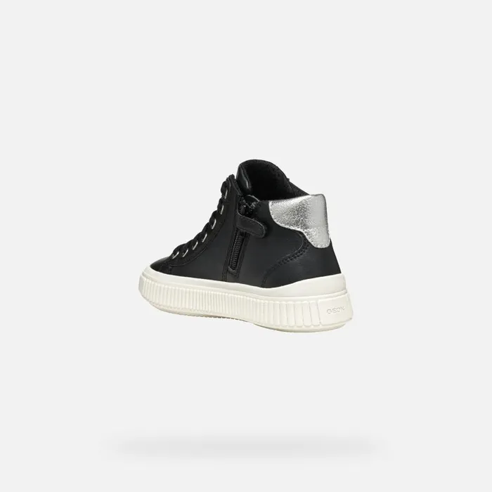Kids Geox Sneakers LAQUINNY GIRL BlackSilver High Top Sneakers Blacksilver