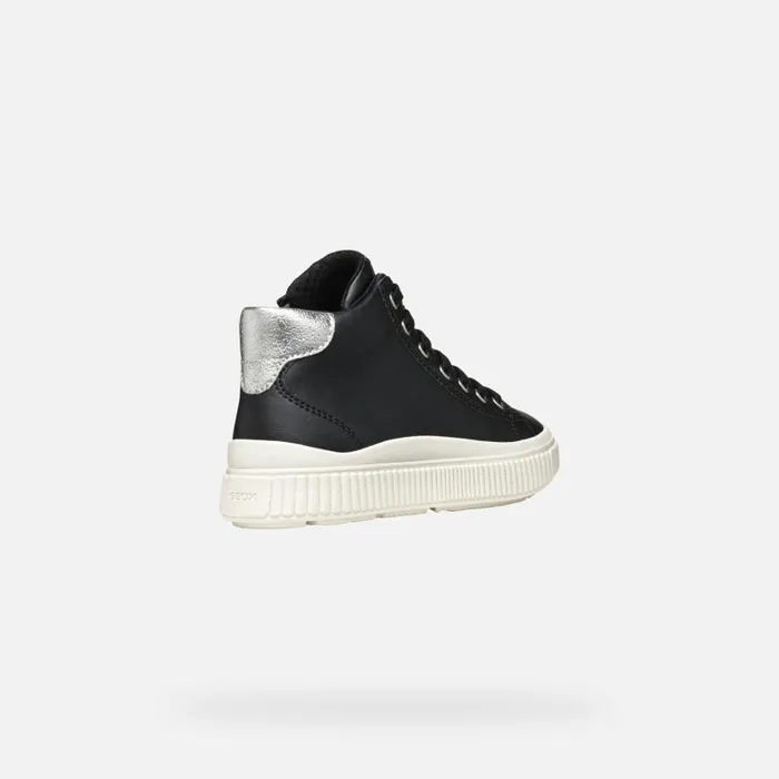 Kids Geox Sneakers LAQUINNY GIRL BlackSilver High Top Sneakers Blacksilver