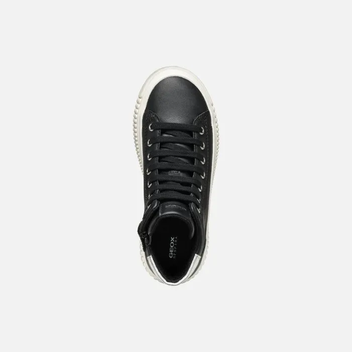 Kids Geox Sneakers LAQUINNY GIRL BlackSilver High Top Sneakers Blacksilver