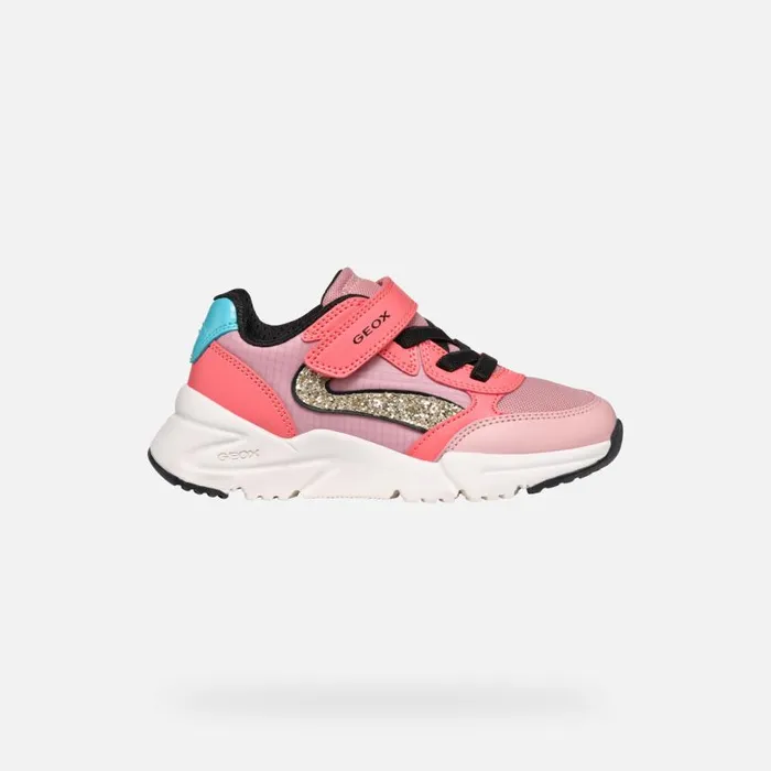 Kids Geox Sneakers LOFTUS GIRL Dark CoralLight Pink Low Top Sneakers Dark Corallight Pink