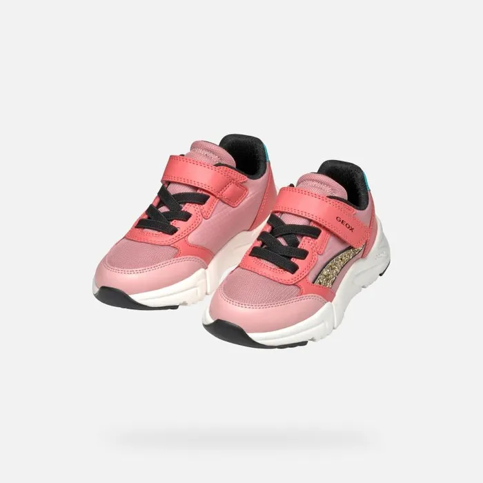 Kids Geox Sneakers LOFTUS GIRL Dark CoralLight Pink Low Top Sneakers Dark Corallight Pink