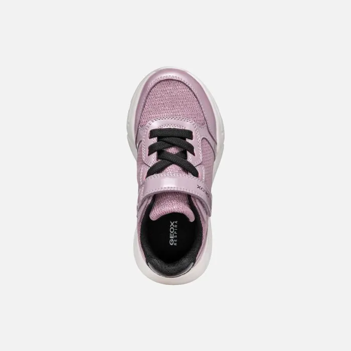 Kids Geox Sneakers LOFTUS JUNIOR Dark RoseBlack Low Top Sneakers Dark Roseblack
