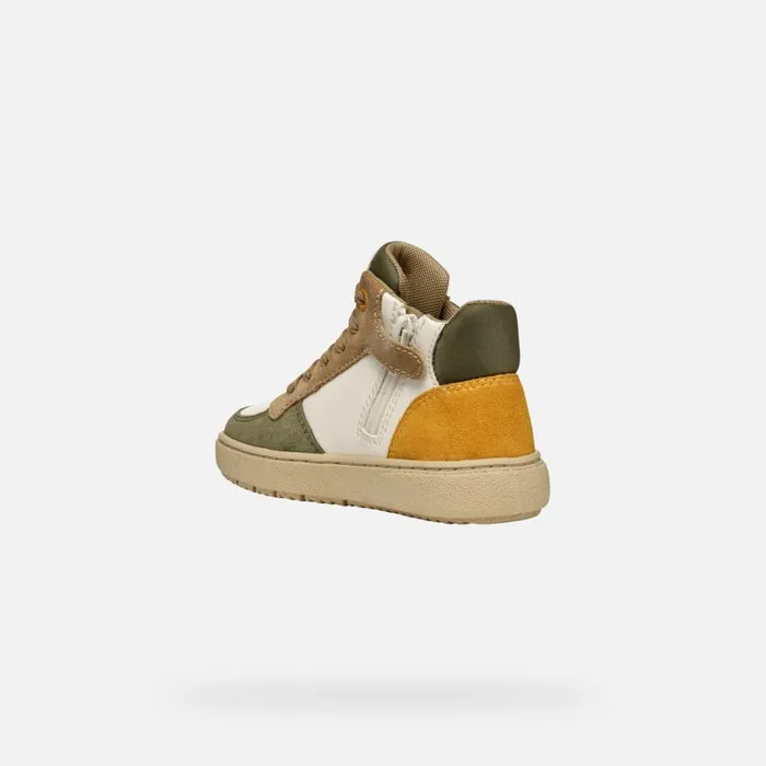 Kids Geox Sneakers THELEVEN BOY Off WhiteDark Green High Top Sneakers Off Whitedark Green