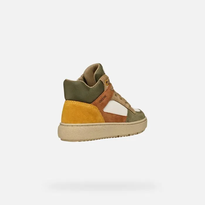 Kids Geox Sneakers THELEVEN BOY Off WhiteDark Green High Top Sneakers Off Whitedark Green