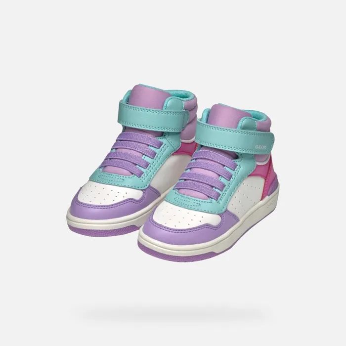 Kids Geox Sneakers WASHIBA JUNIOR LilacAqua High Top Sneakers Lilacaqua