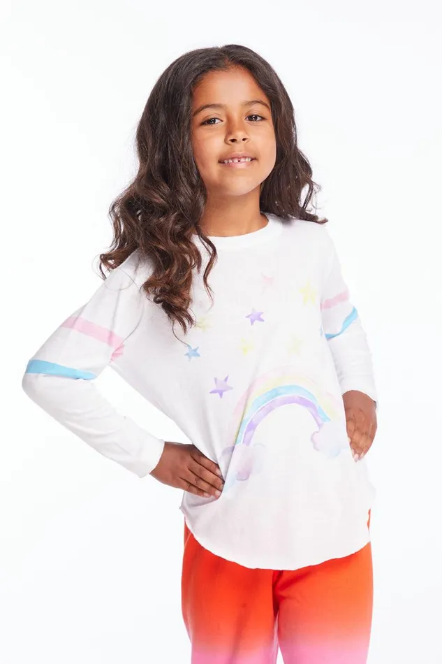 Kids Girls Chaser Brand Rainbow Watercolor Girls Long Sleeve