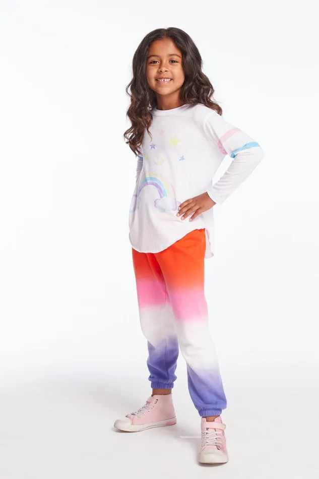 Kids Girls Chaser Brand Rainbow Watercolor Girls Long Sleeve