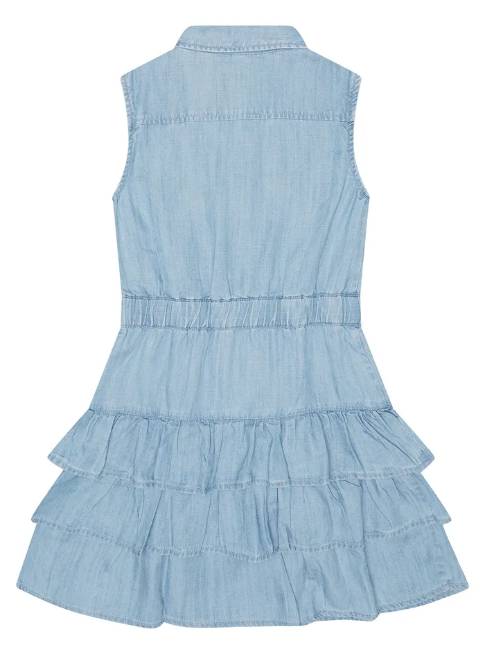 Kids Little Girl GUESS Light Blue Wash Denim Dress 27