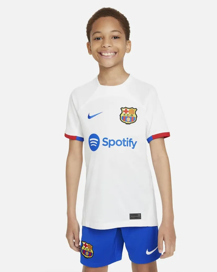 Kids Nike All Clothing FC Barcelona 202324 Stadium Away Whiteroyal Blueuniversity Redroyal Blue