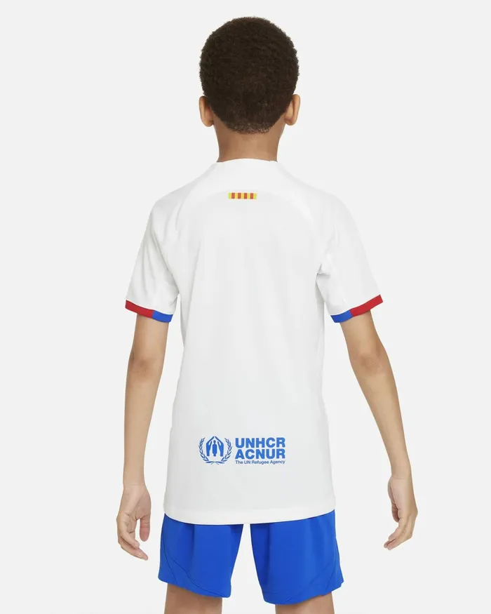 Kids Nike All Clothing FC Barcelona 202324 Stadium Away Whiteroyal Blueuniversity Redroyal Blue