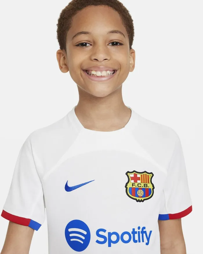 Kids Nike All Clothing FC Barcelona 202324 Stadium Away Whiteroyal Blueuniversity Redroyal Blue