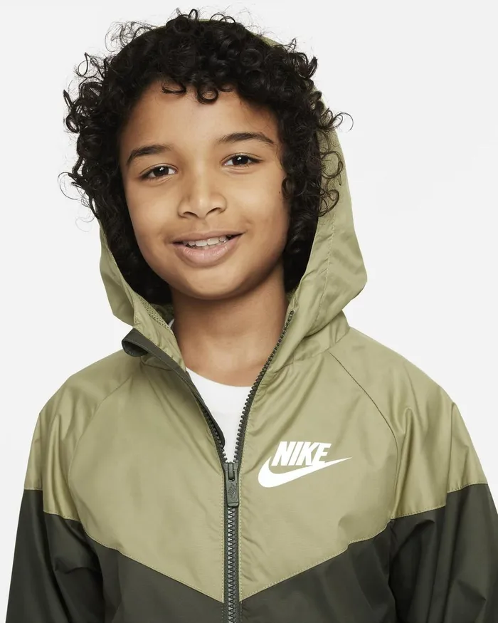Kids Nike Jackets Sportswear Windrunner Cargo Khakineutral Olivecargo Khakiwhite