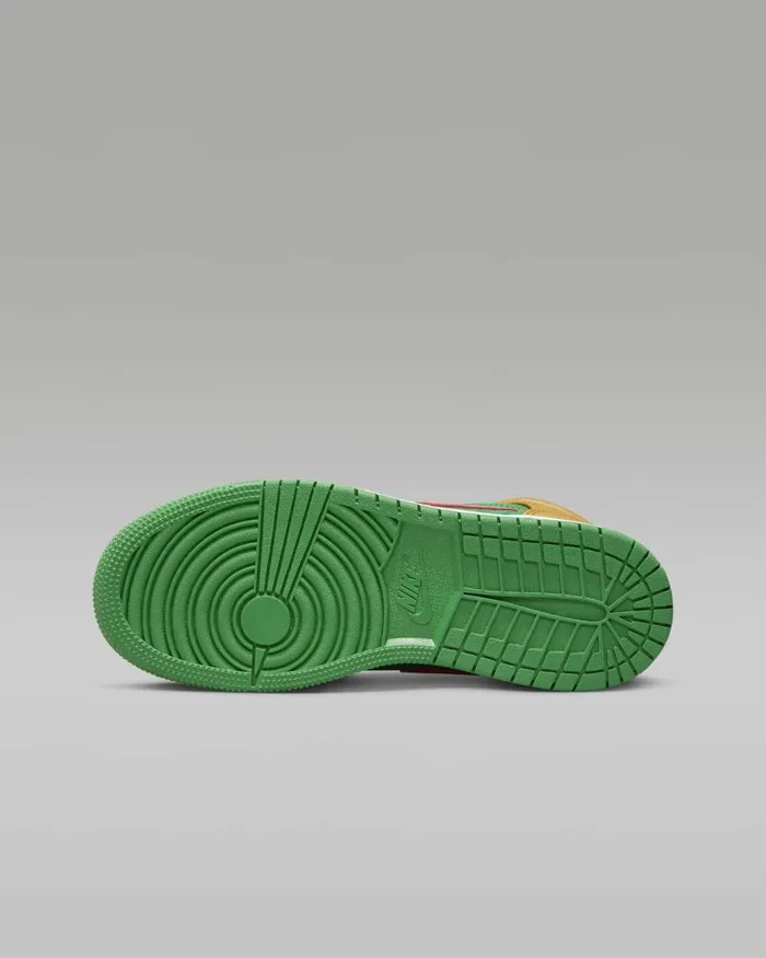 Kids Nike Jordan Air Jordan 1 Mid SE Chutneylucky Greenhot Punchcelestial Gold