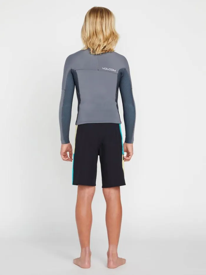 Kids Rashguards Volcom Big Boys Modulator 2mm Long Sleeve Wetsuit Jacket 8211 Charcoal
