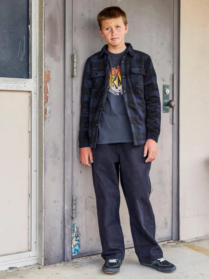 Kids Shirts and Flannels Volcom Big Boys Bowered Fleece Flannel 8211 Navy