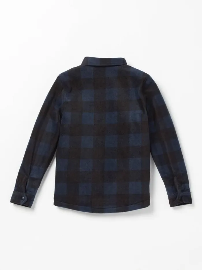 Kids Shirts and Flannels Volcom Big Boys Bowered Fleece Flannel 8211 Navy
