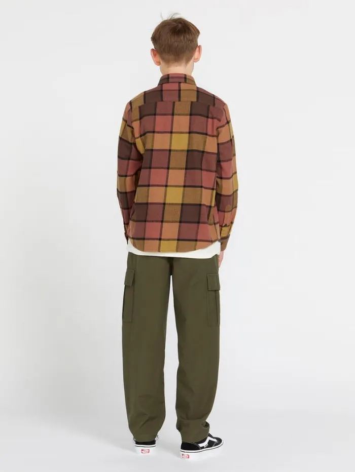 Kids Shirts and Flannels Volcom Big Boys Caden Plaid Flannel 8211 Burro Brown
