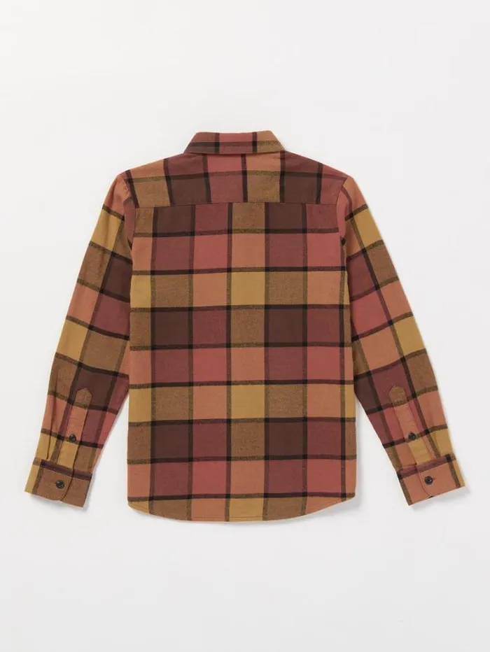 Kids Shirts and Flannels Volcom Big Boys Caden Plaid Flannel 8211 Burro Brown