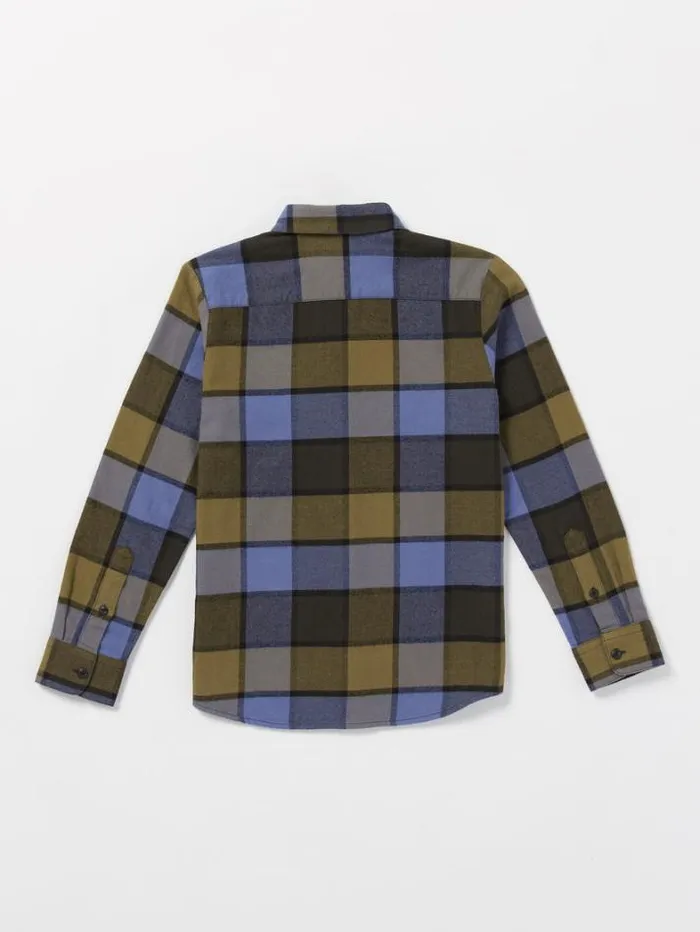 Kids Shirts and Flannels Volcom Big Boys Caden Plaid Flannel 8211 Rinsed Black